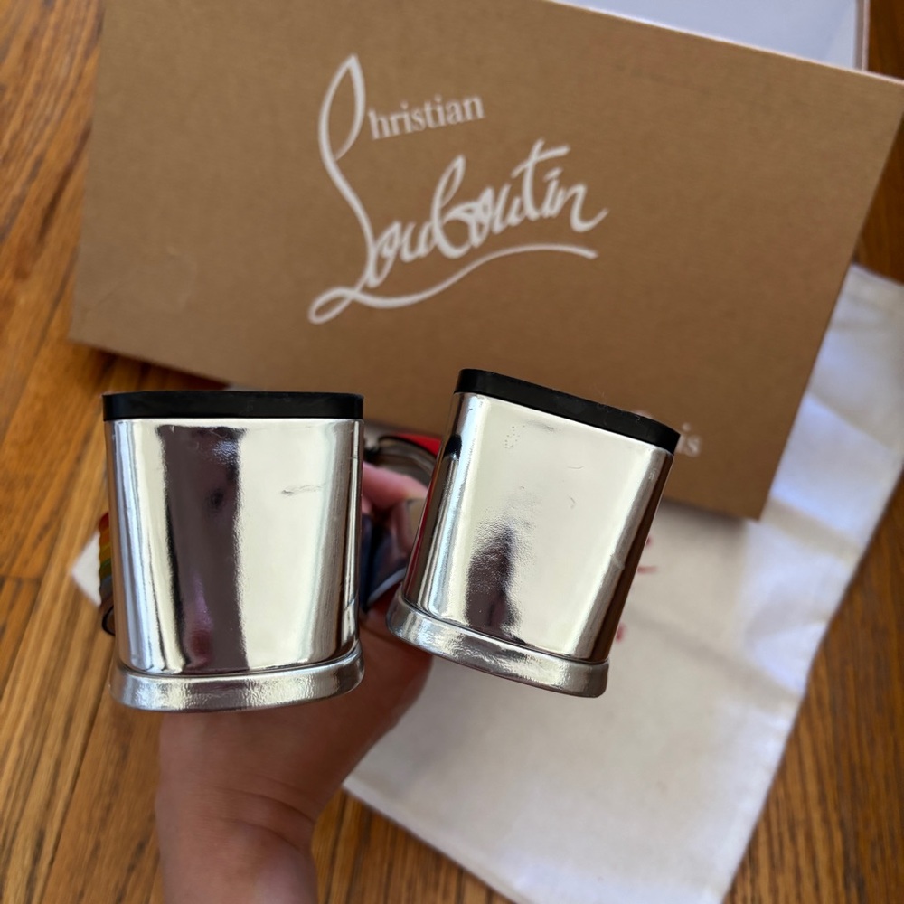 Christian Louboutin Arkenmule Silver Rainbow 55 Heel Sandals | size 38.5 - Picture 9 of 10